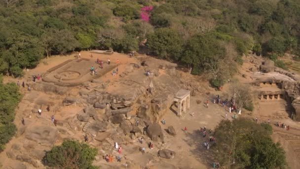 Udaygiri Caves Bhubaneswar India Aerial Drone Ungrade — 图库视频影像