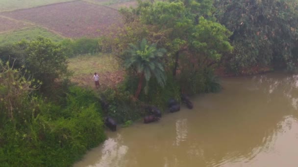 Bloqueos Río India Con Una Huella Aérea Aviones Teledirigidos — Vídeos de Stock