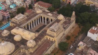 Madurai, Hindistan, Thirumalai Nayakkar Sarayı, 4k hava aracı görüntüsü