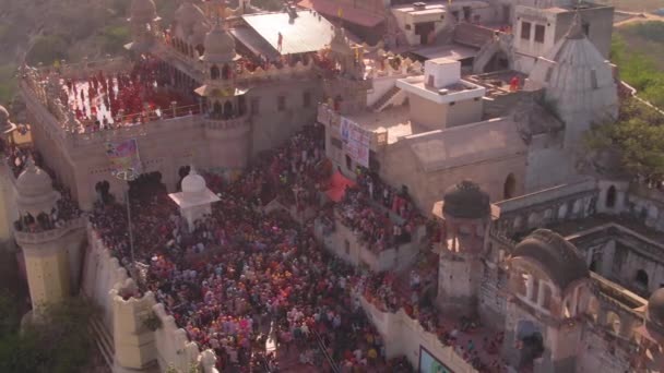 Vue Aérienne Festival Couleur Holi Inde Séquences Drone — Video