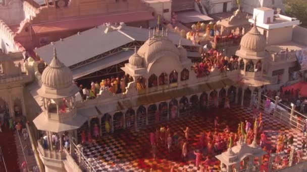 Vista Aerea Del Festival Del Colore Holi India Drone Filmato — Video Stock