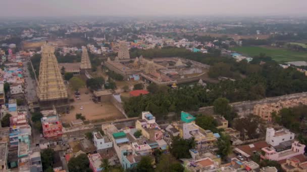 South India Holy Temple Gopuram Srirangam Trichi India Aerial View — 비디오