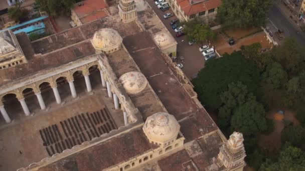 Madurai India Thirumalai Nayakkar Paleis Luchtfoto Drone Beelden — Stockvideo