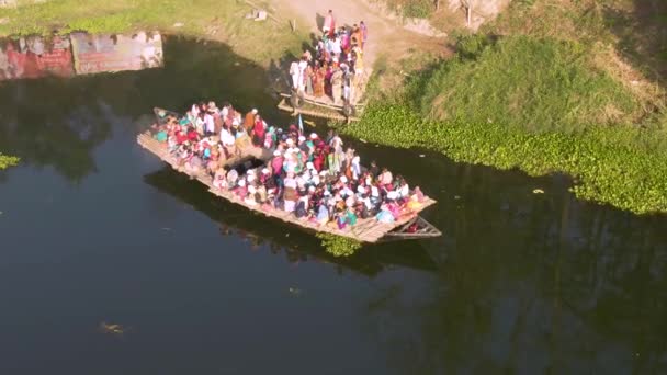 Mayapur Indie Března 2019 Hare Krišna Poutní Průvod Lodi Řeky — Stock video