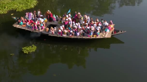 Mayapur Indie Března 2019 Hare Krišna Poutní Průvod Lodi Řeky — Stock video