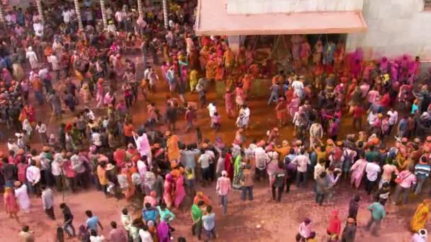 Vista Aerea Del Festival Del Colore Holi India Drone Filmato — Video Stock