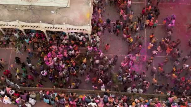 Vue Aérienne Festival Couleur Holi Inde Séquences Drone — Video