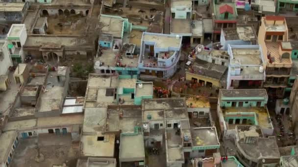 Vista Aérea Del Paisaje Urbano Indio Con Arquitectura Tradicional Durante — Vídeo de stock