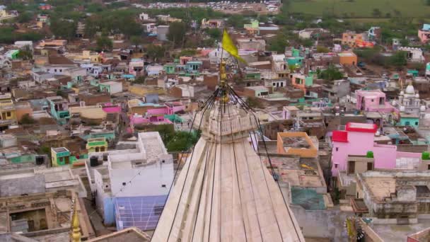 Вид Воздуха Индийский Городской Пейзаж Традиционной Архитектурой Дневное Время Путешествия — стоковое видео