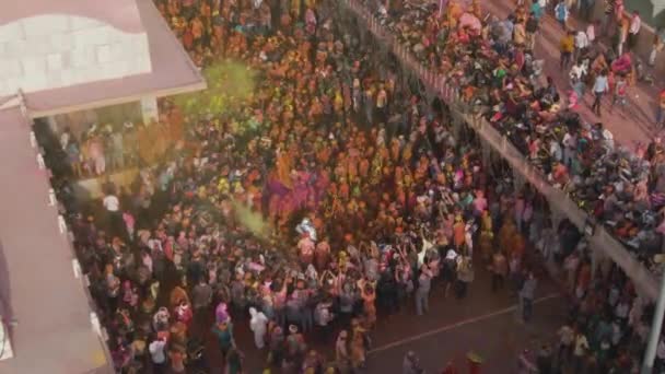 Vue Aérienne Festival Couleur Holi Inde Séquences Drone — Video