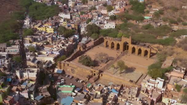 Ancient Ruins Adhai Din Jhopra Ajmer India Aerial Drone Ungraded — Stock Video