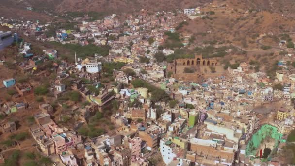 Ancient Ruins Adhai Din Jhopra Ajmer India Aerial Drone Ungraded — Vídeo de stock