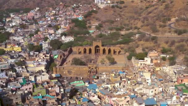 Vista Aérea Del Paisaje Urbano Indio Con Arquitectura Tradicional Durante — Vídeo de stock