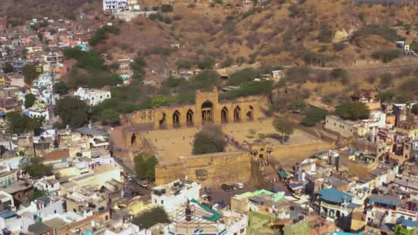 Luftaufnahme Der Indischen Stadtlandschaft Mit Traditioneller Architektur Bei Tag Reisen — Stockvideo