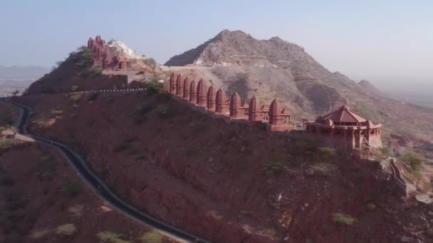 Vue Sur Temple Mountain Jain Ajmer Inde Drone Aérien Non — Video