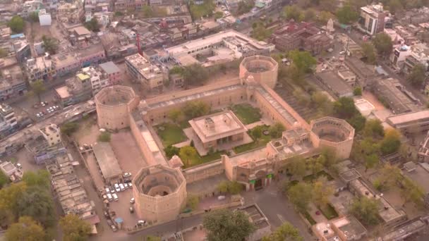 View Akbars Palace Ajmer India Aerial Drone Ungraded — Stock Video