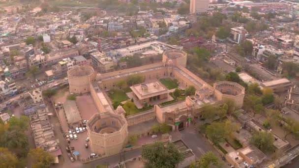 Uitzicht Akbars Paleis Ajmer India Luchtfoto Drone Ongegradeerd — Stockvideo