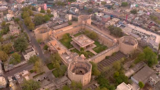 Över Akbars Palats Ajmer Indien Antenn Drönare Ograderade — Stockvideo