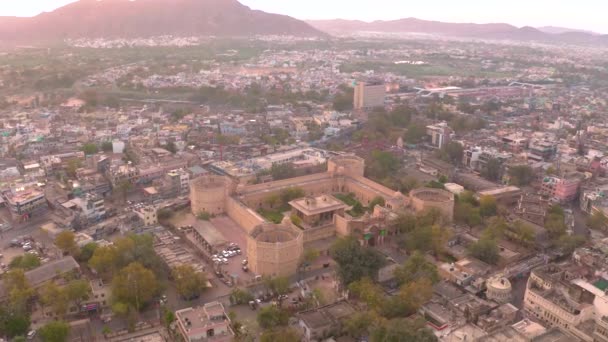 Vista Palácio Akbars Ajmer India Drone Aéreo Ungraded — Vídeo de Stock