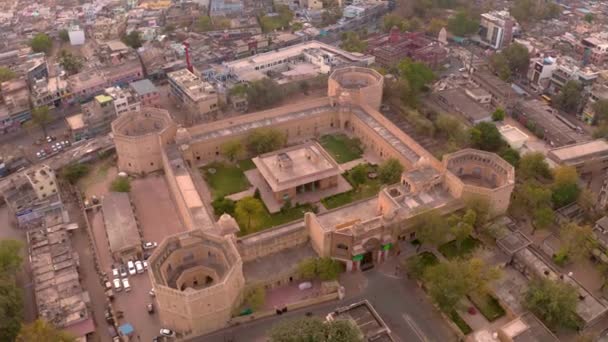 Вид Дворец Акбарс Аджмер Индия Беспилотник — стоковое видео