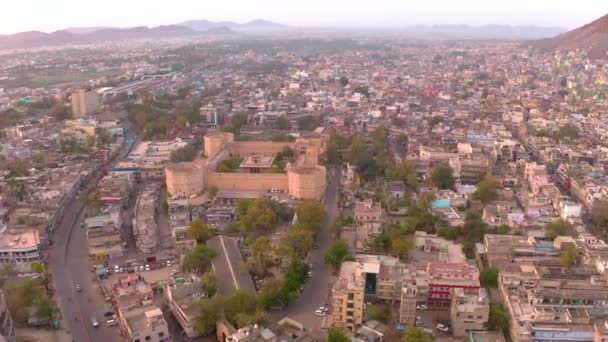 Ansicht Des Akbars Palastes Ajmer Indien Drohne Unbemannt — Stockvideo