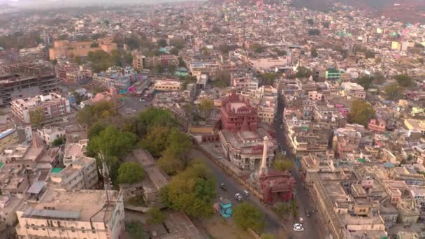 Digambar Jain Tempel Ajmer Drohne Unbemannt — Stockvideo