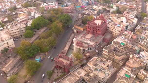 Digambar Jain Temple Ajmer Aerial Drone Fabraded — стоковое видео