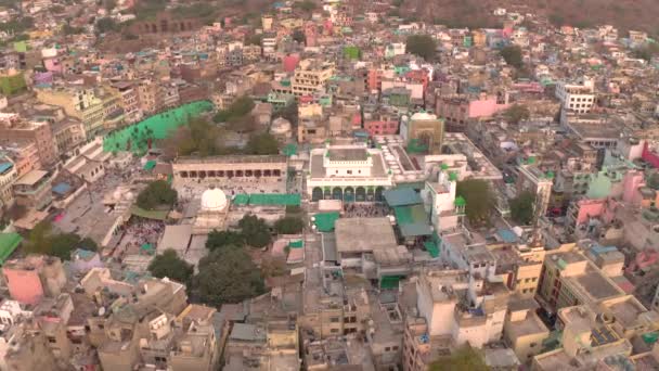 Ajmer Dargah Sharif India Sufi Holy Place India Aerial Drone — Stock Video