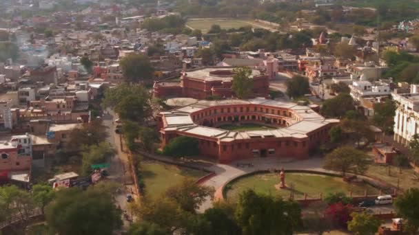 Museo Mathura India Vista Aérea Urbana Drone Sin Clasificación — Vídeo de stock