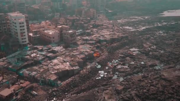 Mumbai Inde Dhobi Ghats Bidonvilles Près Océan Images Aériennes Drone — Video