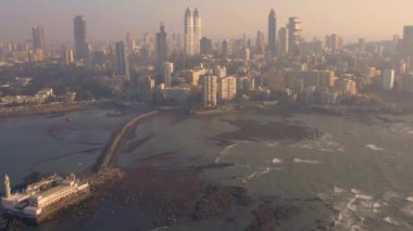 Nice daytime in Mumbai, India, aerial view, 4k drone footage