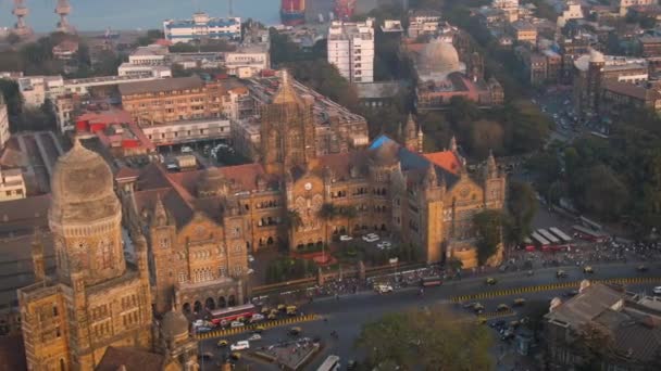 Vlakové Nádraží Victoria Terminus Bombaji Anténa — Stock video