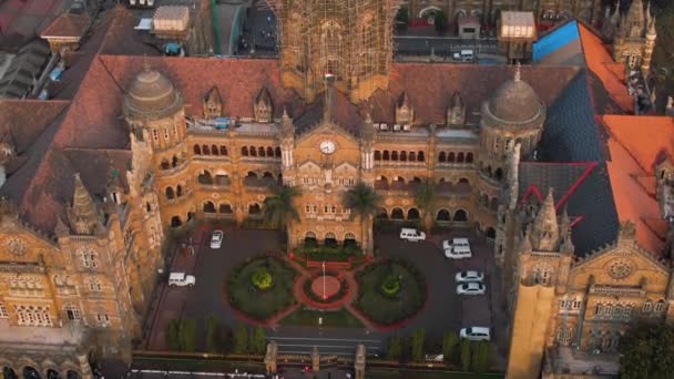 Victoria Terminus Tågstation Mumbai Antenn Ograderad — Stockvideo