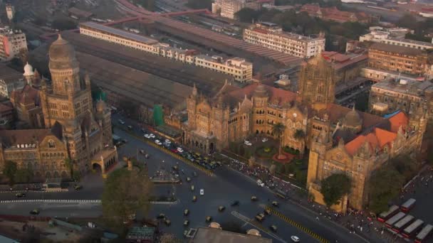 Victoria Terminus Stazione Ferroviaria Mumbai Aerea Non Classificata — Video Stock