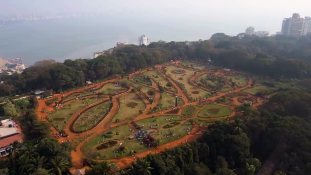 ムンバイの空中ドローン映像4キロの空中庭園 — ストック動画