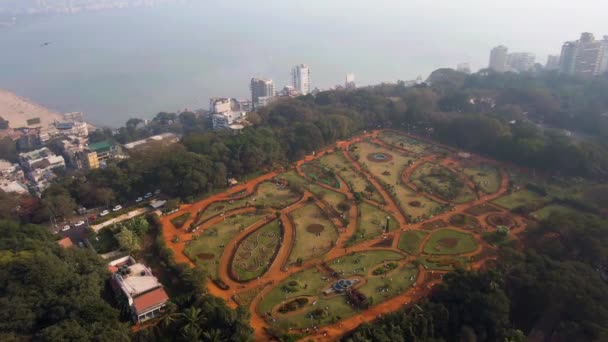 Hanging Gardens Mumbai Aerial Drone Footage — Stock Video