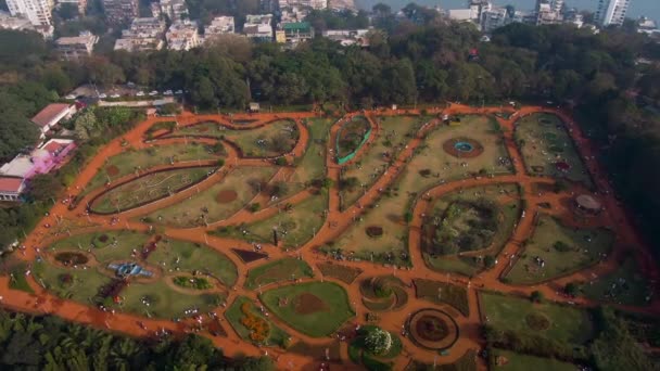 Висящие Сады Мумбаи Аэросъемка Дронами — стоковое видео