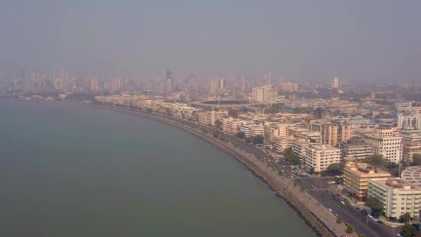 Aerial View Mumbai Skyline India Marine Drive Area Drone Sky — Stock videók
