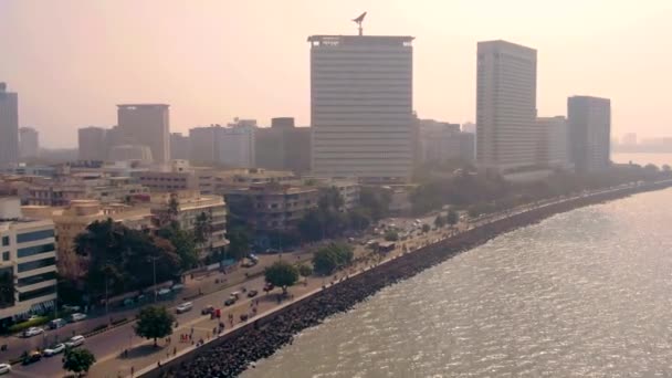 Letecký Pohled Mumbai Panorama Indie Marine Drive Area Drone Sky — Stock video