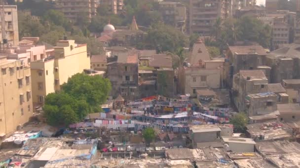 Mumbai India 2019 Vliegen Woonwijk Luchtfoto Drone Beelden — Stockvideo