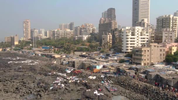 Mumbai Antenn Skyline Havsutsikt Resor Koncept — Stockvideo