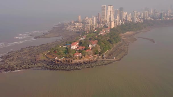 Mumbai Luchtfoto Skyline Uitzicht Zee Reizen Concept — Stockvideo