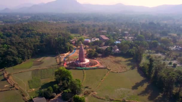 Madana Mohana Tempel Govardhan Indien Antenn Drönare Bilder — Stockvideo