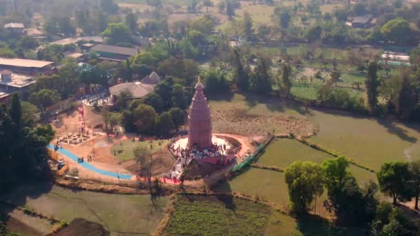 Madana Mohana Tempel Govardhan Indien Drohnenaufnahmen Aus Der Luft — Stockvideo