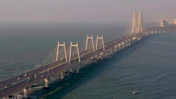 Mumbai India Worli Puente Enlace Marítimo Imágenes Aviones Tripulados — Vídeos de Stock