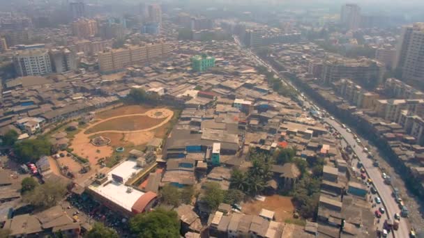 Mumbai Hindistan Dharavi Gecekonduları Insansız Hava Aracı Görüntüleri — Stok video