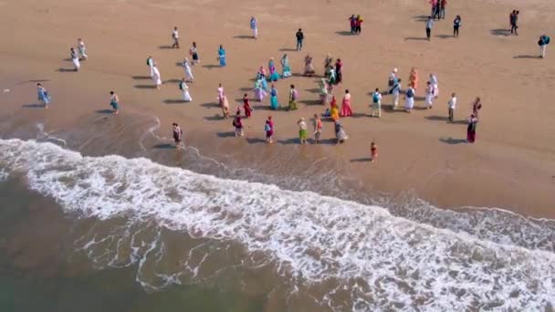 Persone Alla Spiaggia Juhu Mumbai Aerea Non Classificata — Video Stock