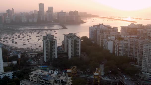 Mumbai India Maart 2019 Vliegen Stad Luchtfoto Drone Beelden — Stockvideo