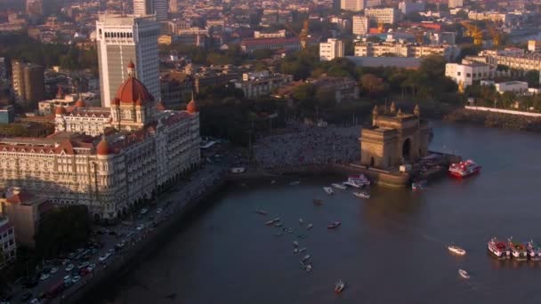 Blick Auf Indien Gateway Mumbai Antenne Ungraded Flat — Stockvideo