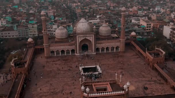 New Delhi Indien Jama Masjid Moské Antenn Drönare Video — Stockvideo